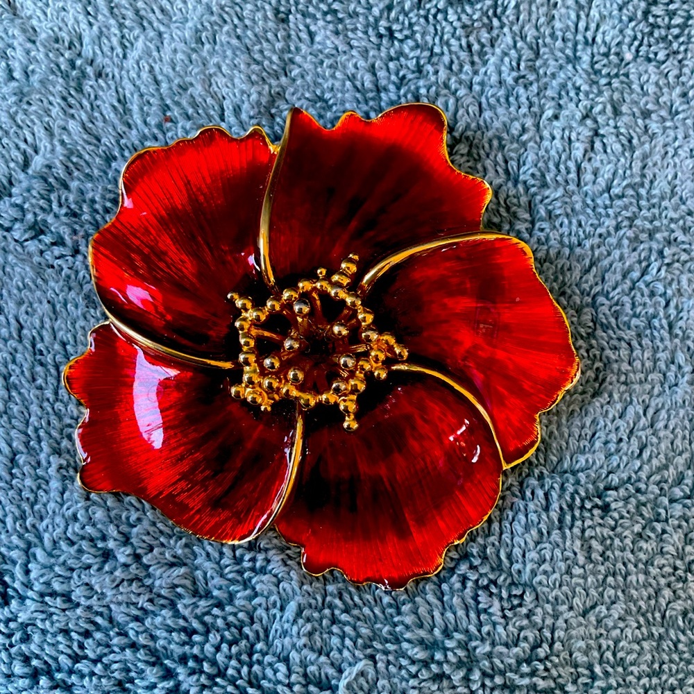 Vintage Alana Stewart Designer Hibiscus Flower Pendent and Brooch - Picture 1 of 6